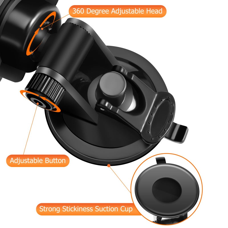 SLIIMU 12'' Large Anti Glare Rear View Mirror with Suction Cup, Stick on Universal Frameless Inside Rearview Blue Mirror with Parabolic Wide Angle Mounted on Windshield for Car Marine Auto Boat Truck SUV Van - Image 3