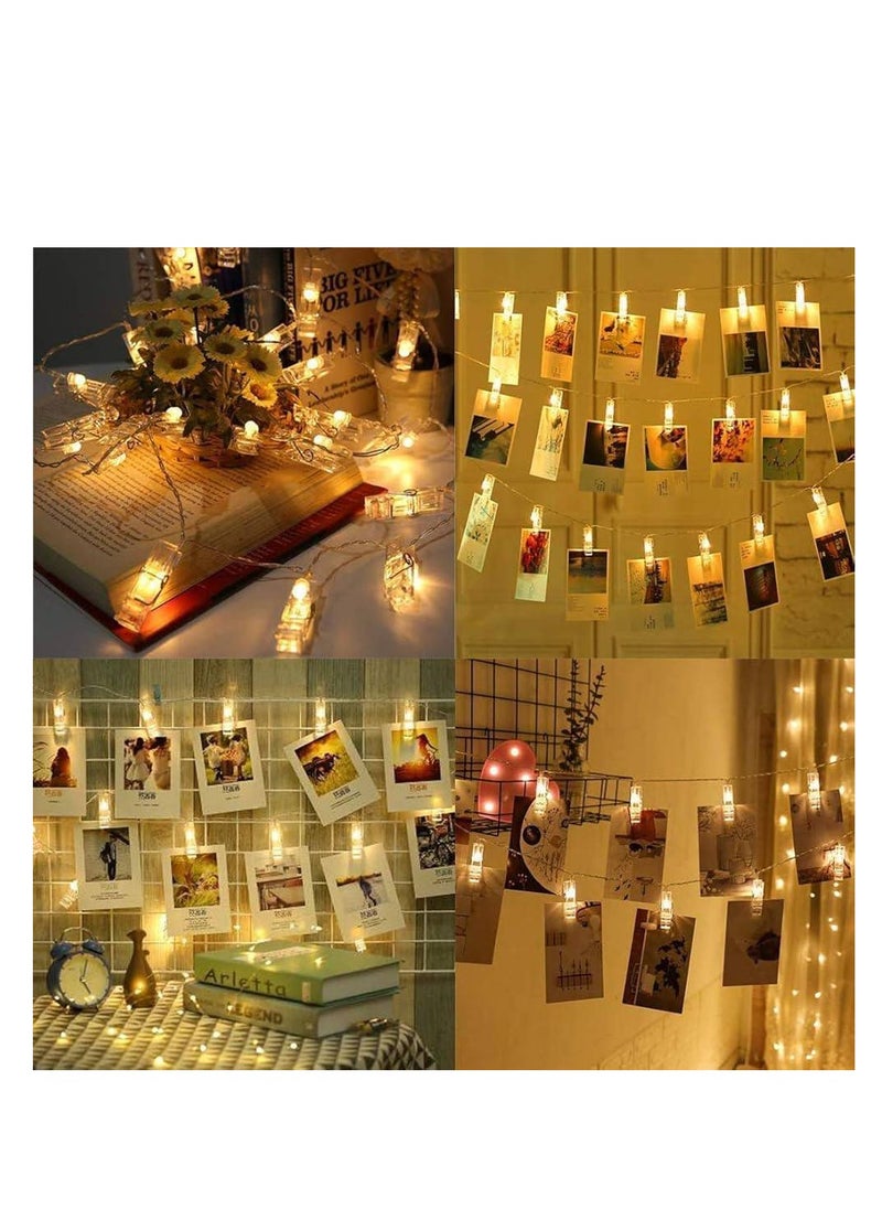 NAMA Ramadan decorations - light rope branch, crystal clips, 16 pieces, yellow LED lighting, transparent color, home and room decor,  - Image 1