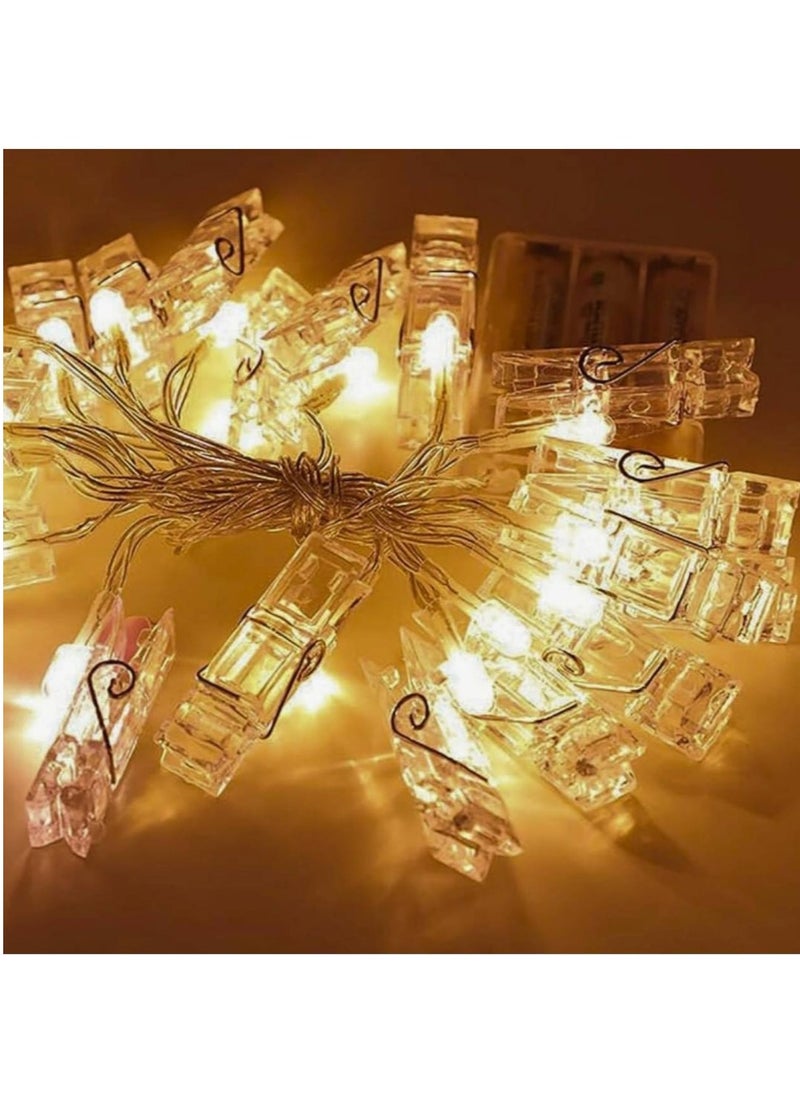 NAMA Ramadan decorations - light rope branch, crystal clips, 16 pieces, yellow LED lighting, transparent color, home and room decor,  - Image 2