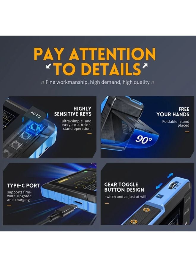 DSO152 راسم الإشارة الرقمي المحمول 2.5 ميجا عينة/ثانية 200 كيلوهرتز قابل للشحن عبر USB متين - Image 5