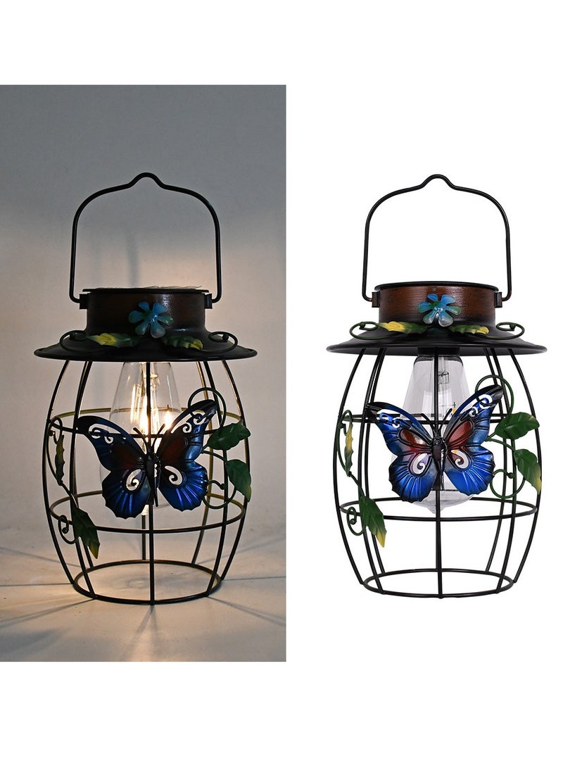 عام جديد الشمسية الإبداعية الرجعية فانوس الحديد المطاوع فراشة التنغستن مصباح في الهواء الطلق فيلا شبكة الفناء شنقا مصباح - Image 3