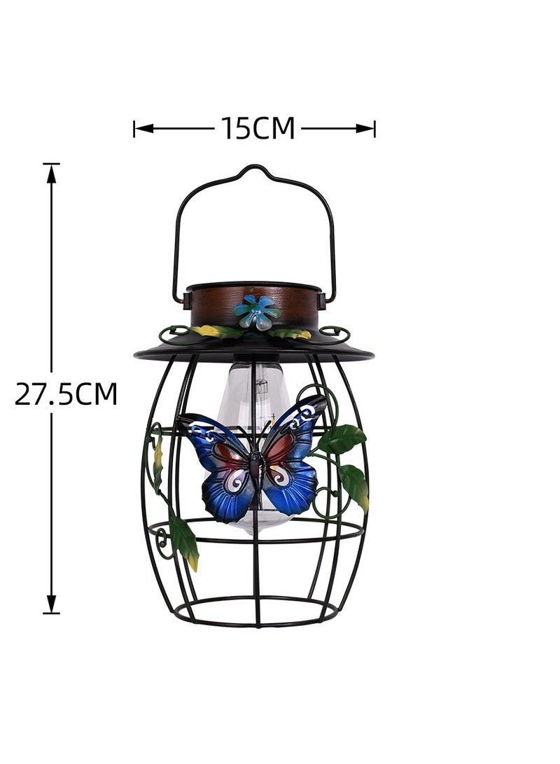 عام جديد الشمسية الإبداعية الرجعية فانوس الحديد المطاوع فراشة التنغستن مصباح في الهواء الطلق فيلا شبكة الفناء شنقا مصباح - Image 4