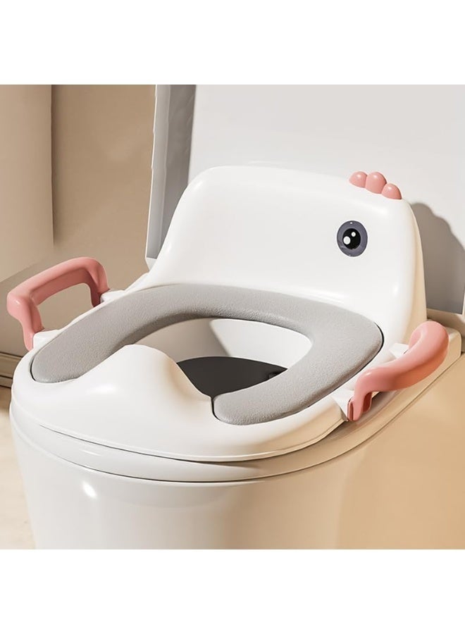 كيلا مقعد تدريب على استخدام المرحاض للأطفال، مقعد تدريب على استخدام المرحاض مع مقابض ومسند ظهر، أغطية مقاعد مرحاض محمولة للأطفال الصغار، وسائد مقعد تدريب على استخدام المرحاض مبطنة، للاستخدام في المراحيض البيضاوية، للأولاد والبنات - Image 1