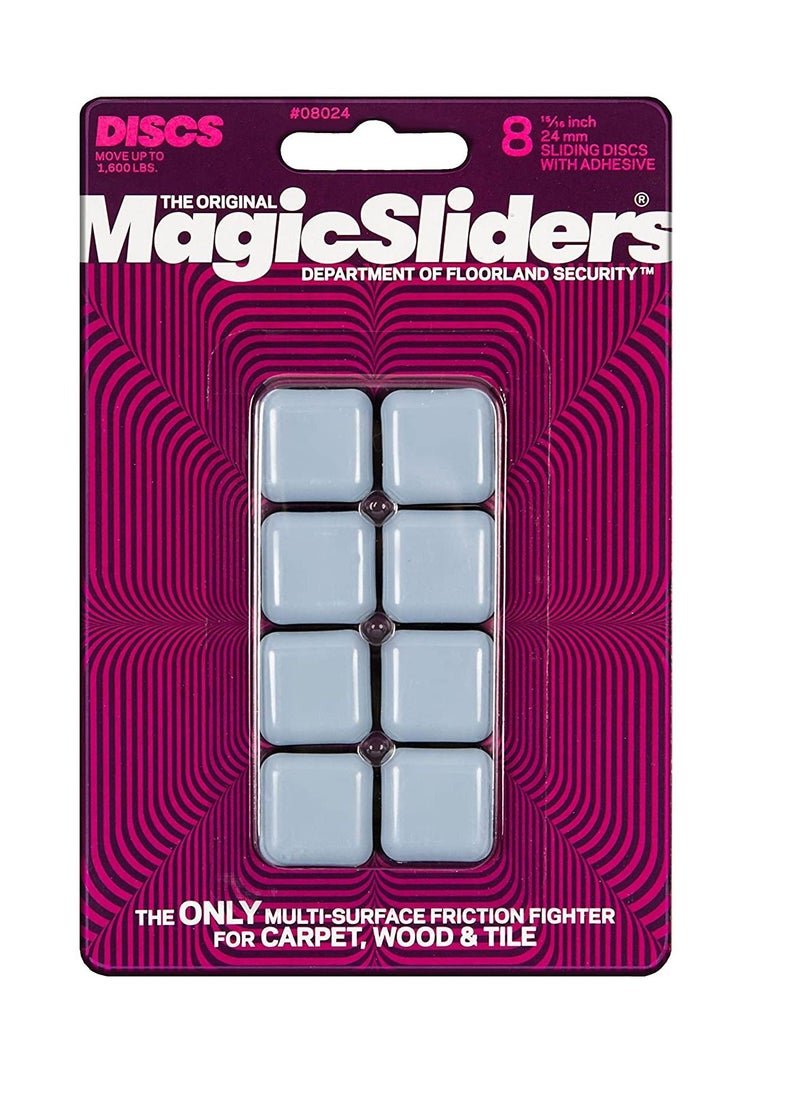 Magic Sliders Magic Sliders 8024 Series 8PK 15/16" SQ Slider, 1, Grey  - Image 1