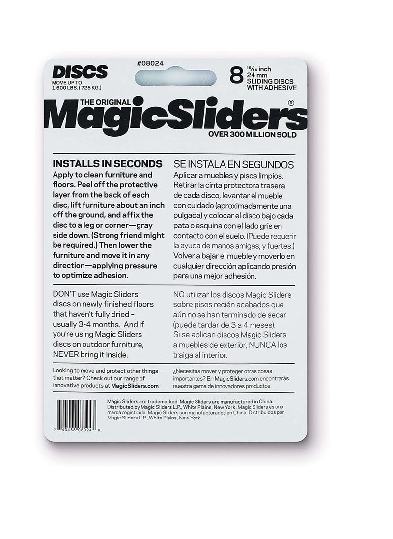 Magic Sliders Magic Sliders 8024 Series 8PK 15/16" SQ Slider, 1, Grey  - Image 2