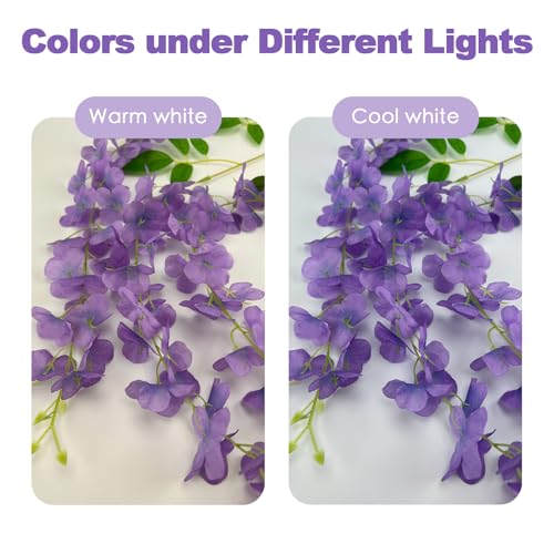 BIRDDIE 24Pcs of Artificial Wisteria Hanging Flowers, 3.75 Feet Fake Wisteria Flower Strings for Backdrop, Wedding, Ceremony,Garden and Home Wall Decoration (Light Purple) - Image 4