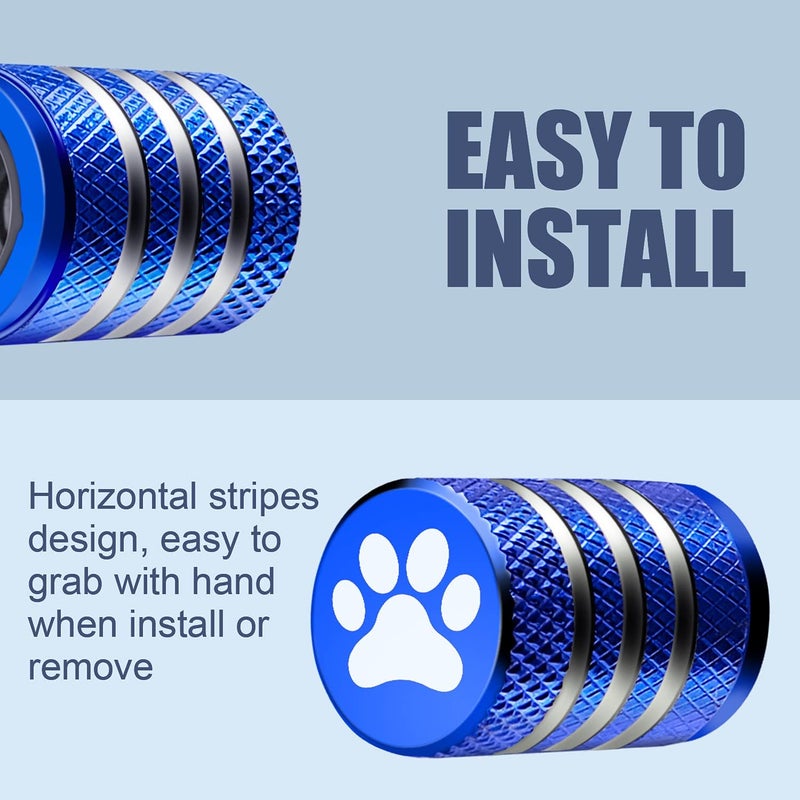 DECURCAR Tire Valve Stem Caps - (5 Pack) Metal Tire Air Caps with Corrosion Resistant Leak Proof Plastic Coating with Paw Print - Image 4