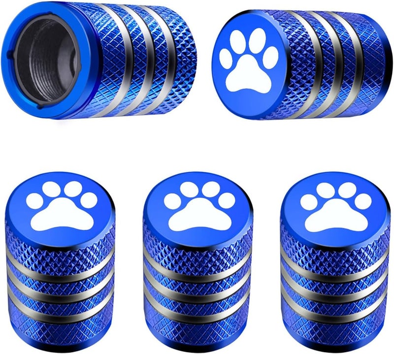 DECURCAR Tire Valve Stem Caps - (5 Pack) Metal Tire Air Caps with Corrosion Resistant Leak Proof Plastic Coating with Paw Print - Image 1