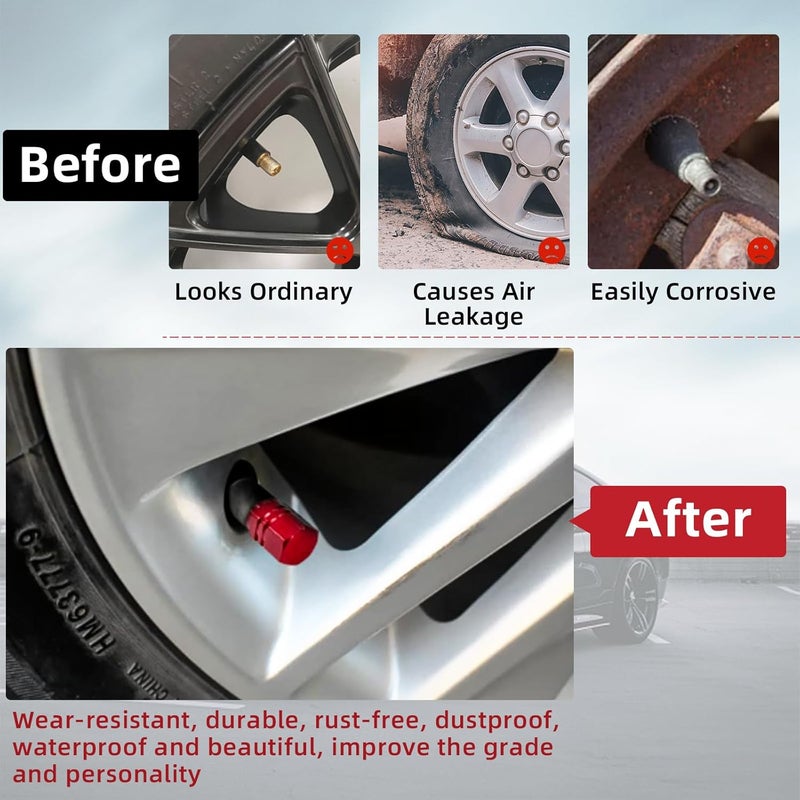 Kewucn 8 PCS Red Aluminum Tire Valve Caps - Image 3