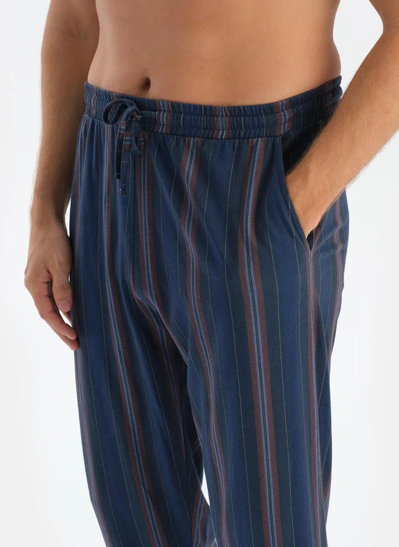 dagi Striped Shirt & Trousers Pajama Set Spread Collar Supreme Mid Rise Sleepwear
