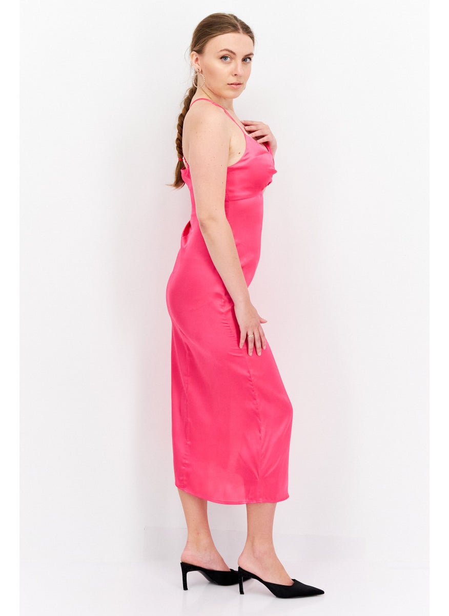 Don't Call Me Jennyfer - Women Silk Midi Dress, Fuchsia - Image 1