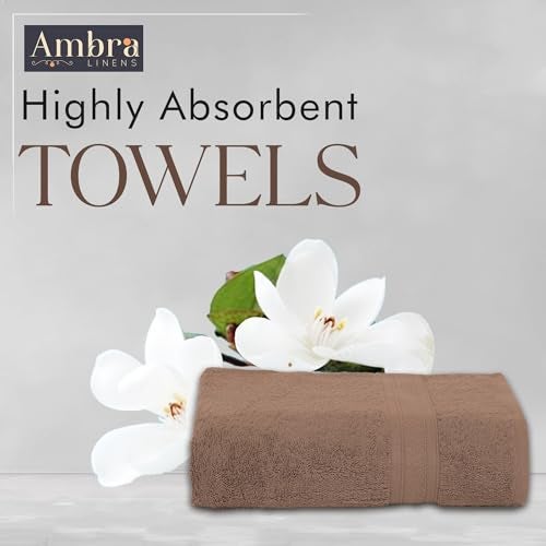 Ambra Linens 500 GSM Highly Absorbent Towel, 100% Cotton, Soft and Plush, All Seasons Use, Large, Everyday Use, Durable (1 Piece of Bath Towel, Brown) - Image 2