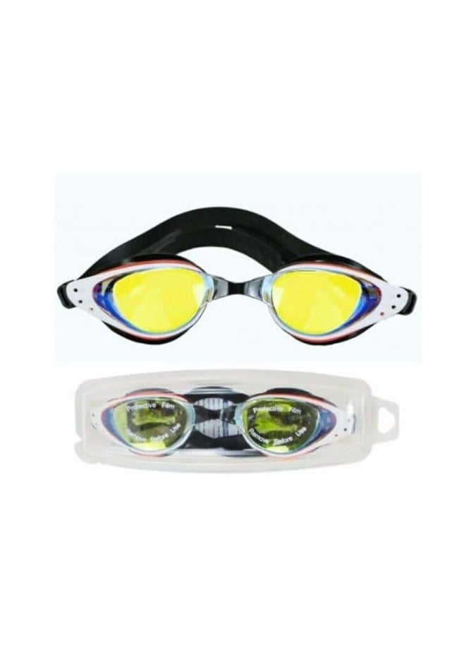 دي ام سي نظارات السباحة للبالغين مع عدسات مرآة، لون أصفر، G3-03