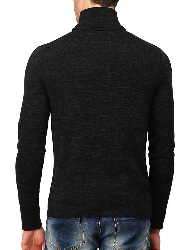 H2H Men's Thermal Knitted Turtleneck Pullover Sweater with Slim Fit and Long Sleeves Black US M/Asia XL (KMTTL028) - Image 4