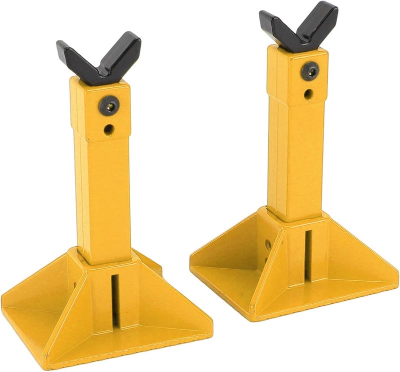 RiToEasysports RC Car Jack Stand, Metal Height Adjustable Toy Stand with Large Base for 1/18 1/10 /8/7 RC Crawler Truck Car Simulation Climbing Vehicles (Yellow) - Image 1