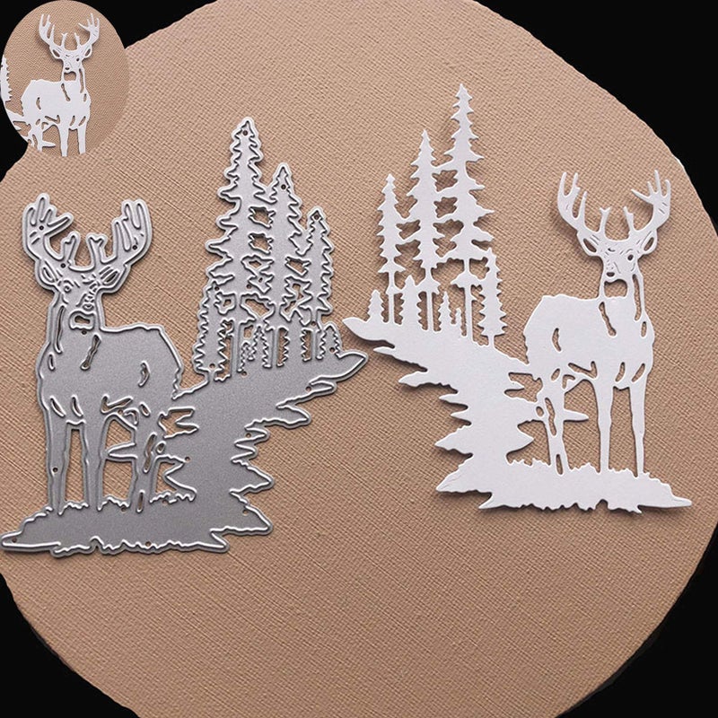 Christmas Deer Metal Die Cuts Merry Christmas elk Tree Invitation Card Cutting Dies Cut Stencils for DIY Scrapbooking Album Decorative Embossing Paper Dies Card Making