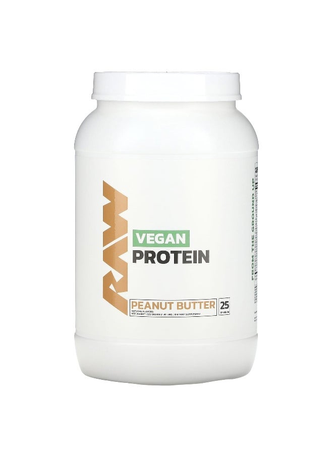 Raw Nutrition Raw Nutrition, Vegan Protein, Peanut Butter, 1.81 lbs (825 g)  - Image 1