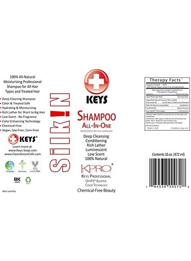 keys KPRO Silkin Shampoo 100% Natural, Vegan, Chemical-Free, All-in-One Deep Cleansing Conditioning Rich Lather Treatment for All Hair Types, Professional OptiFX Adaptive Color Technology, 16 ounces - Image 2