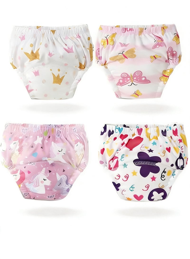 أم أكثر MOMORE سروال تعليم الحمام للاطفال (4 قطع) - كلوتات تدريب قطنية 6 طبقات مانعة للتسرب، ملابس داخلية قابلة للغسل ومريحة للأولاد والبنات - Image 1