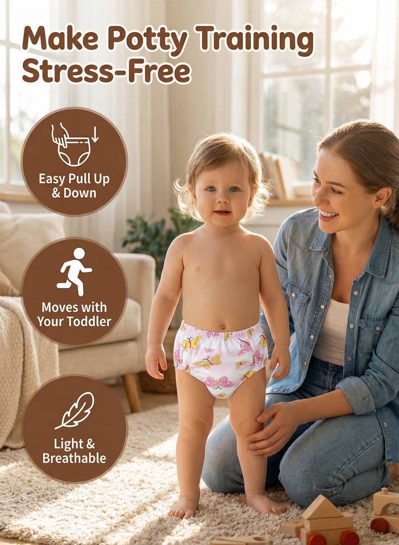 أم أكثر MOMORE سروال تعليم الحمام للاطفال (4 قطع) - كلوتات تدريب قطنية 6 طبقات مانعة للتسرب، ملابس داخلية قابلة للغسل ومريحة للأولاد والبنات - Image 4