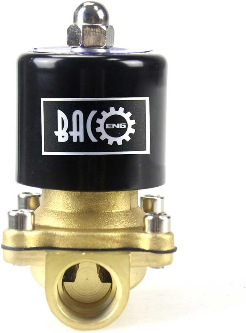 BACOENG 3/4" DC12V Electric Solenoid Valve (NPT, Brass, Normally Closed) - Image 2