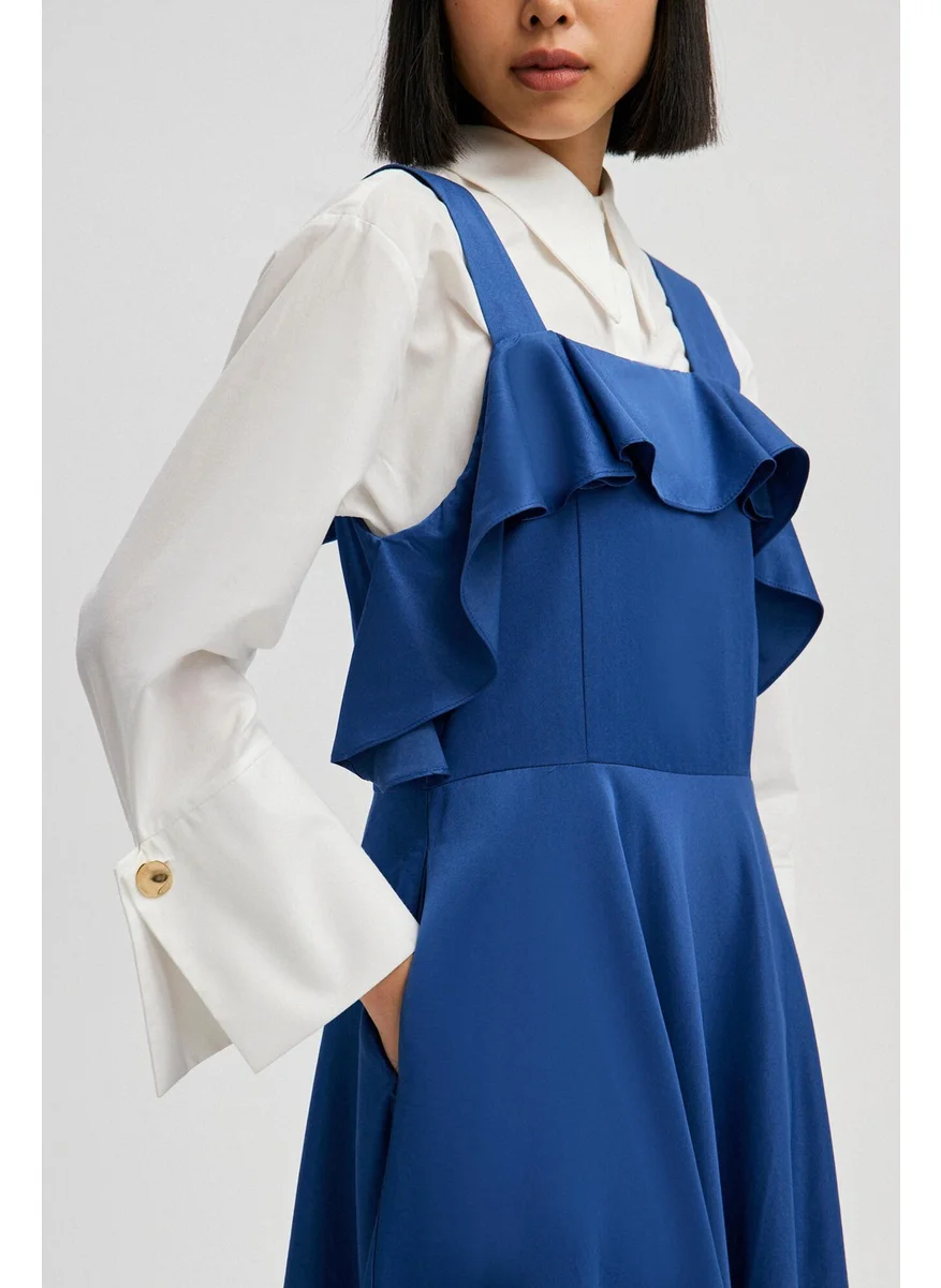 Touche Square Collar Gilet with Ruffle Detail