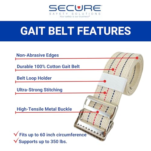 Secure Safety Solutions Secure Gait Belt for Seniors with Metal Buckle, 60 inch - Medical Transfer and Walking Standing Assist Aid for Elderly Patients, Caregiver, Nurses, Physical Therapy - Image 2