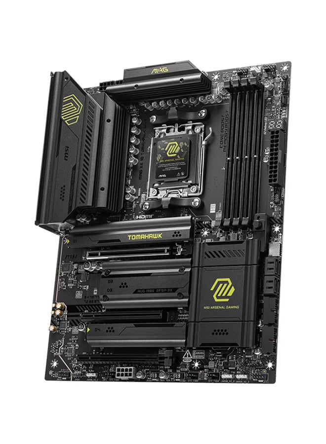 إم اس أي لوحة أم MAG X870 TOMAHAWK Wi-Fi ATX، شريحة AMD X870E، مقبس AM5، 4 x DIMM DDR5 (حد أقصى 256GB)، دعم متعدد وحدات معالجة الرسوم، 4 x M.2، 1 x PCIe 5.0 x16، 1 x Ethernet بسرعة 5Gb، Wi-Fi 7، Bluetooth 5.4، 1 x HDMI، USB4 مزدوج، EZ DIY، طاقة فائقة واتصال، تصميم Frozr، واجهة مستخدم/تجربة مستخدم محسّنة، جاهز للذكاء الاصطناعي، مصمم للاعبين والمبدعين، 911-7E51-001 أسود - Image 3