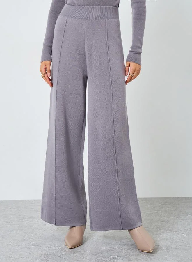 Styli Grey Wide Leg Flat Knit Pants