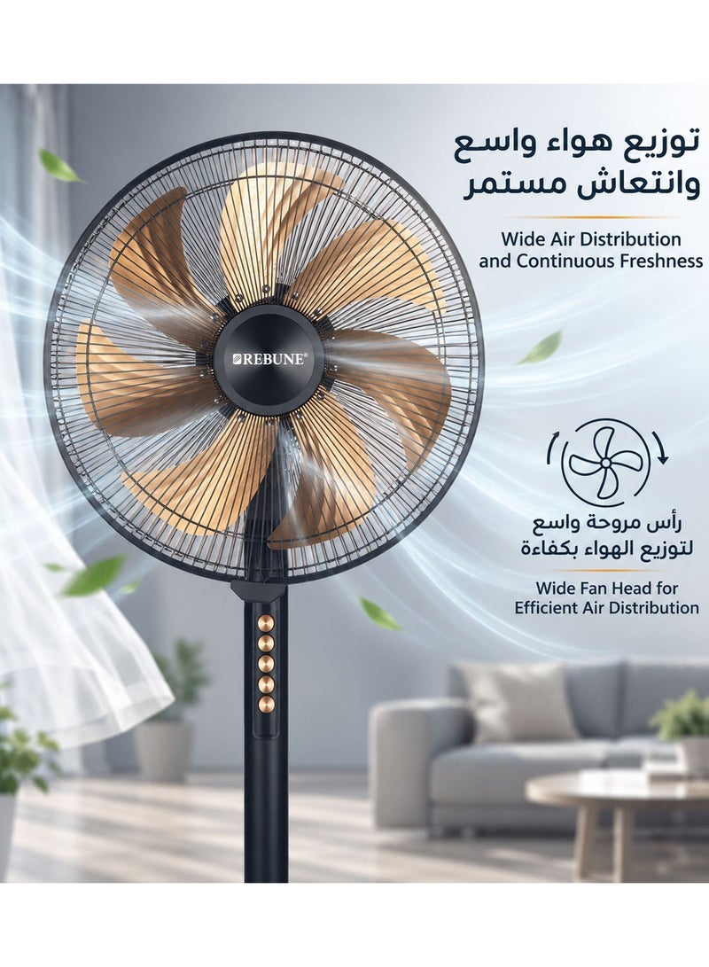 ريبون Stand Fan 14-Inch, 70W Powerful 7-Leaf Aluminium 70 W RE-16-003 - Image 4