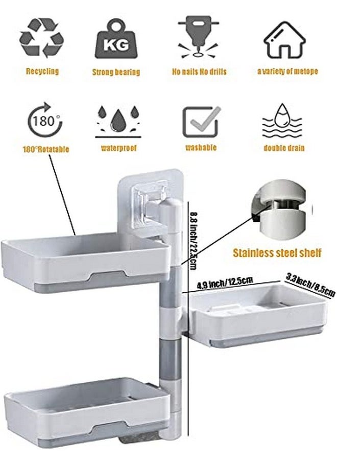 Zollyss Super Powerful Self-Adhesive 3 Layer Soap Dish Holder For Bathroom Shower And Kitchen Wall Mounted Rotatable Soap Holder Saver Box Storage(Metal;Acrylic;Stone, Off-White) - pzsku/Z3BF2C33EFCF9BA18C109Z/45/_/1740982564/af94617f-854a-4286-9193-6d4cef03b829