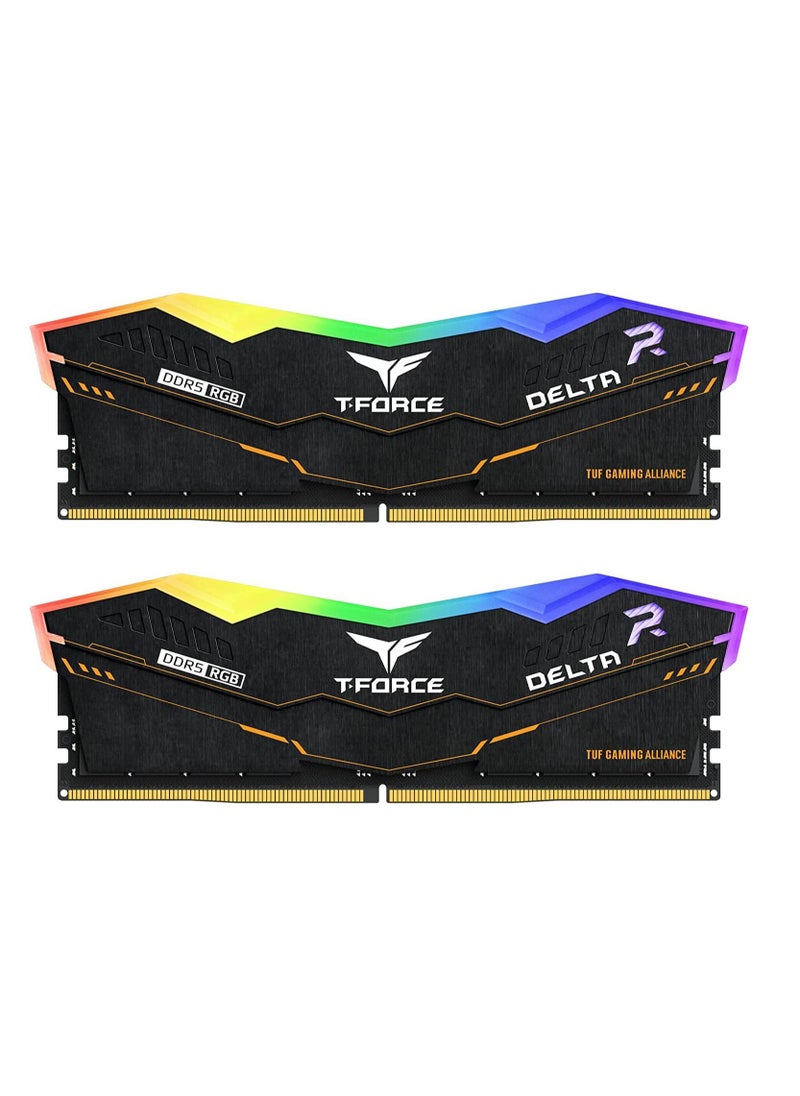TEAMGROUP T-Force Delta TUF Gaming Alliance RGB DDR5 Ram 32GB Kit (2x16GB) 5200MHz (PC5-41600) CL40 Desktop Memory Module Ram (Black) for 600 Series Chipset - FF5D532G5200HC40CDC01