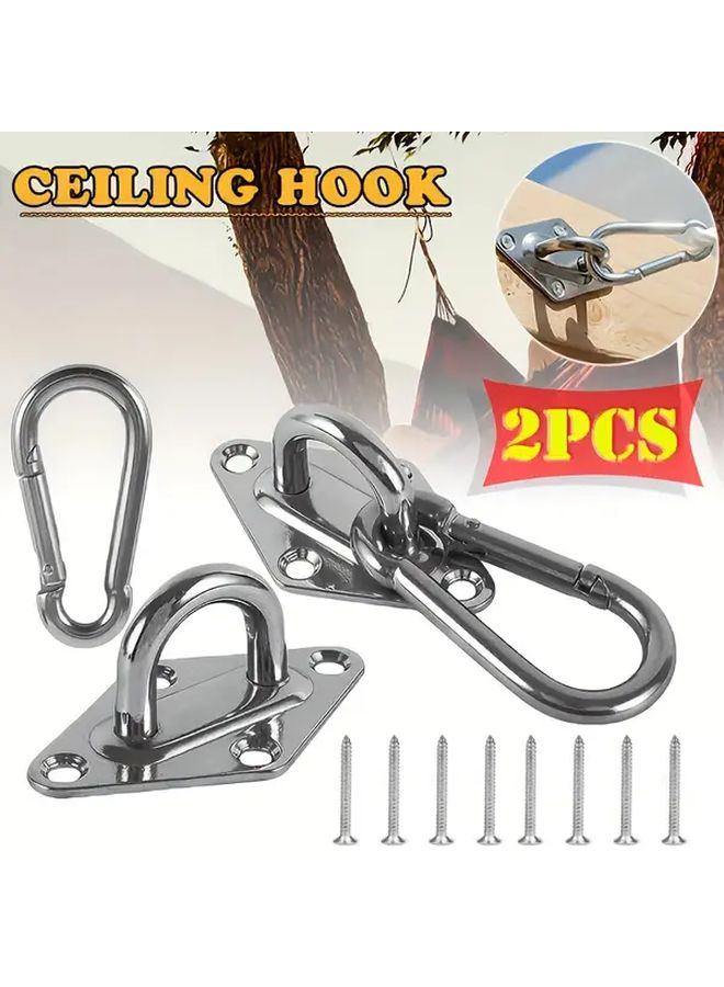 2 Pack 304 Stainless Steel Wall Mounted Ceiling Hooks For Hammock Gym Home Decor - Image 5