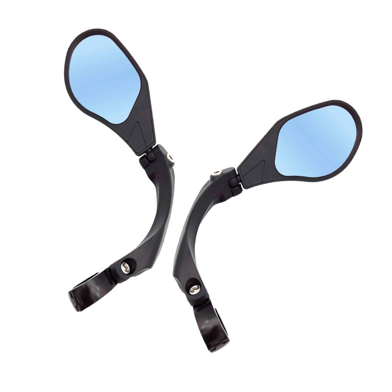 Hafny New Handlebar Bike Mirror HDBlastResistant Glass Lens HFMR088LS Left HFM903BFR01 Handlebar Fitting One Pair Blue Glass