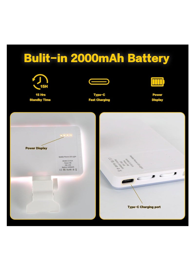 NNEWVANTE مصباح هاتف مع مشبك للهاتف الخلوي، 80 مصباح سيلفي LED لهاتف iPhone مع 3 مصابيح وأوضاع تعديل لا نهائية، مشبك إضاءة للهاتف 5000 مللي أمبير في الساعة للهواتف المحمولة، والكمبيوتر المحمول، وتيك توك، والمكياج، والبث المباشر.  - Image 5