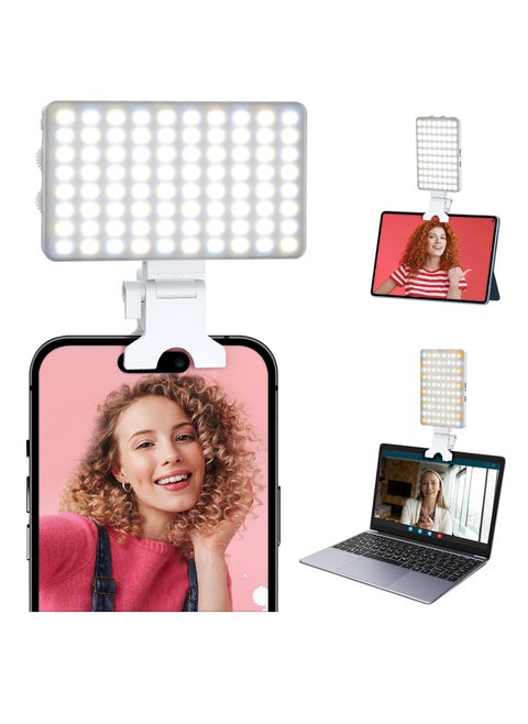 Phone Light with Cell Phone Clip, 80 LED Selfie Light for iPhone with 3 Lights and Infinite Adjustment Modes, 2000mAh Phone Light Clip for Cell Phones,Laptop, TikTok, Makeup, Live Broadcast.