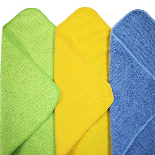 POLYTE Microfiber Cleaning Cloth, 12 x 16 in, Blue, Green, Yellow, 36 Pack - Image 2