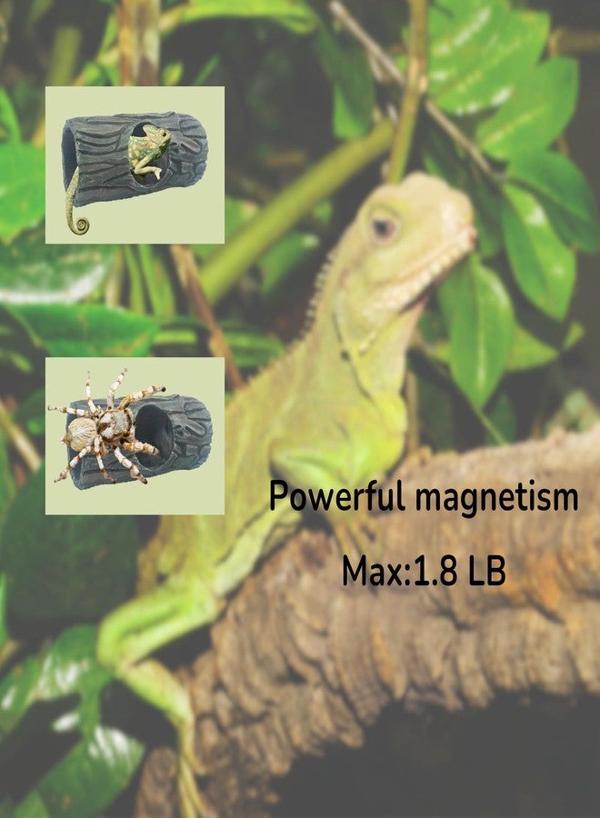Repticircle Magnetic Reptile Hide Cave,Resin Hollow Tree Trunk Hideout for Crested Gecko, Lizard, and Snakes,Strong Magnet Climbing Toy & Terrarium Decor - Image 3