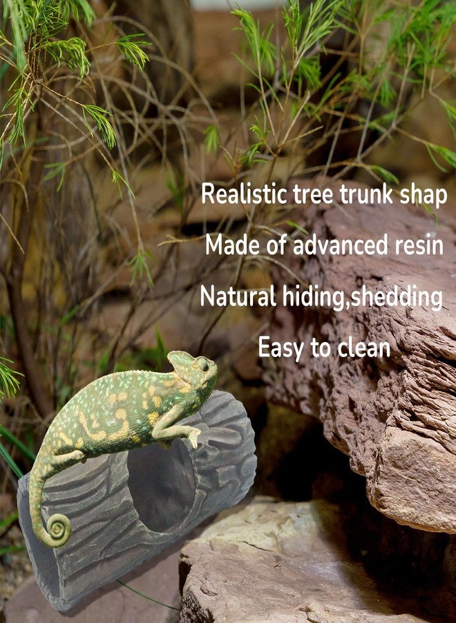 Repticircle Magnetic Reptile Hide Cave,Resin Hollow Tree Trunk Hideout for Crested Gecko, Lizard, and Snakes,Strong Magnet Climbing Toy & Terrarium Decor - Image 4