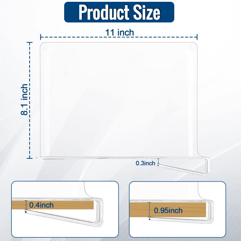 BAUMFEUER 2 Pack Clear Acrylic Shelf Dividers for Closet Shelf Organizer of Bedroom Kitchen Office Bathroom Organizer for Clothes Books and Handbags - Image 2