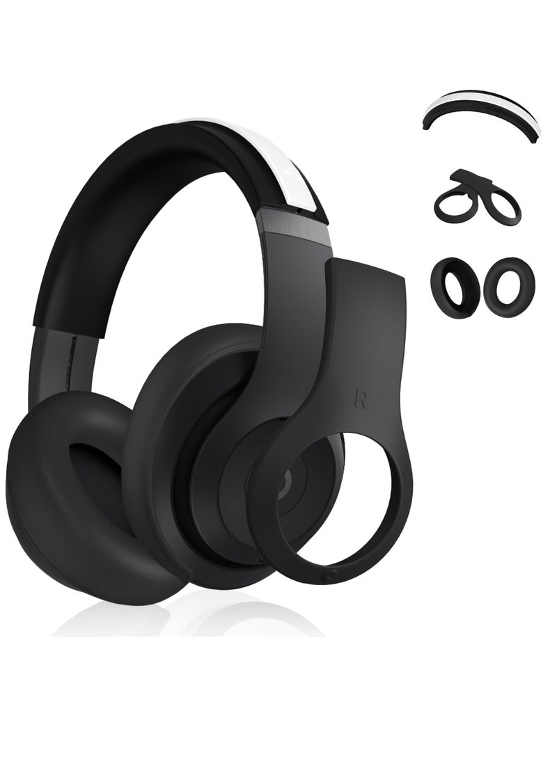 Silicone Case for Beats Studio Pro, 3 in 1 Anti-Scratch Ear Pad Case Cover/Shell Cover/Headband Cover for Beats Studio Pro, Accessories Soft Silicone Skin Protector for Beats Studio Pro, Black - Image 1