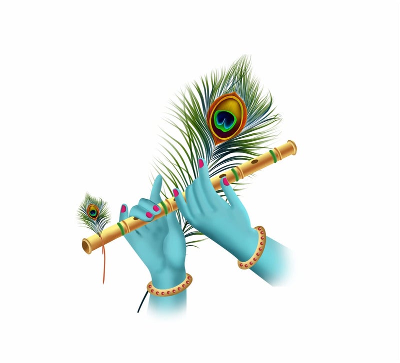 Akki World PVC Krishna Love Flute In Hands Wall Sticker For Living Room, Bedroom, Kids Rooom, Office (Size - 40 Cm X 48 Cm)-Self-Adhesive - Image 3