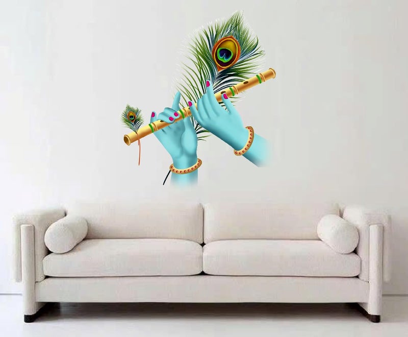 Akki World PVC Krishna Love Flute In Hands Wall Sticker For Living Room, Bedroom, Kids Rooom, Office (Size - 40 Cm X 48 Cm)-Self-Adhesive - Image 5