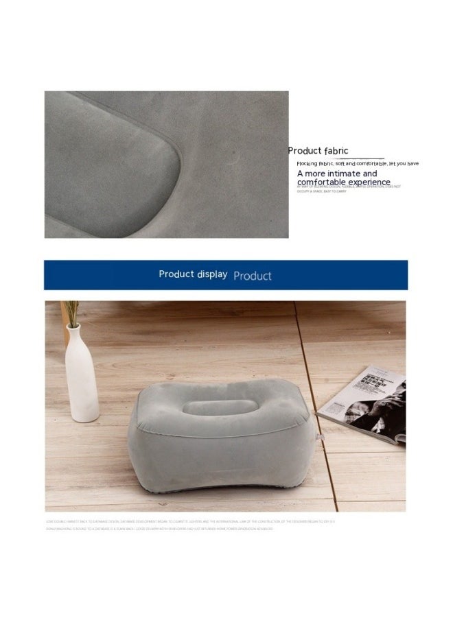 yongsheng Inflatable Foot Rest Pillow Flocking PVC Foot Massage Stool Relax Cushion for Outdoor Travel Home Office Airplane (Grey)  - Image 4