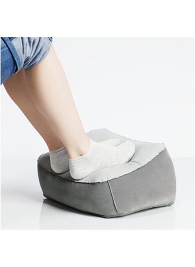 yongsheng Inflatable Foot Rest Pillow Flocking PVC Foot Massage Stool Relax Cushion for Outdoor Travel Home Office Airplane (Grey)  - Image 3