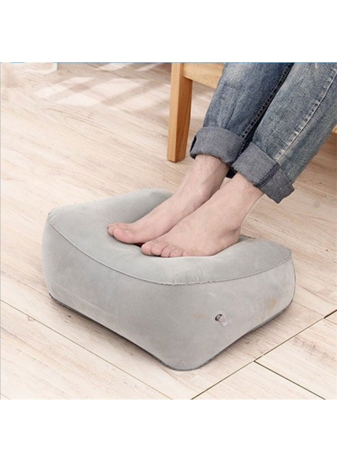 yongsheng Inflatable Foot Rest Pillow Flocking PVC Foot Massage Stool Relax Cushion for Outdoor Travel Home Office Airplane (Grey)  - Image 2