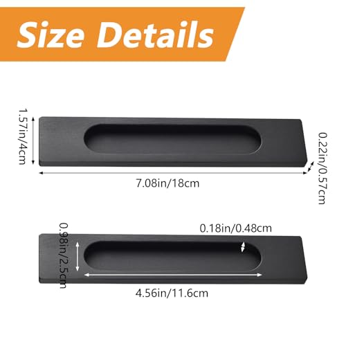 MOROBOR SelfStick Rectangular Sliding Door Pulls 4pcs Matte Black Aluminum Alloy Flush Pull PunchFree Handle for Windows Cabinets Matte Black - Image 3