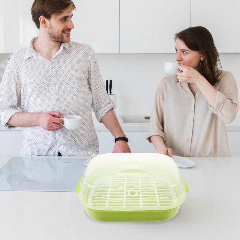 1pc Steamed Buns Steamer Microwave Oven Kitchen Steamer Heats up for Kitchen (Green) - Image 3