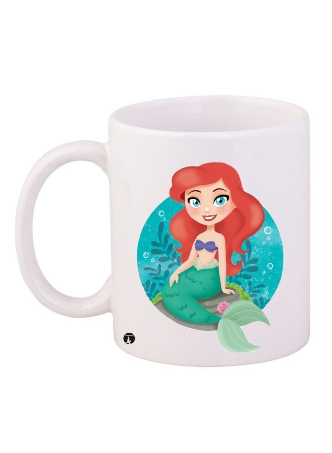 Cartoon Mermaid Printed Coffee Mug White/Red/Blue 11ounce