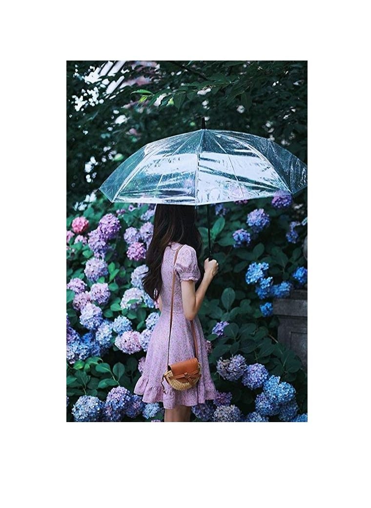 A transparent rain umbrella that opens automatically in the shape of a dome, wonderful viewing of rain beads, suitable for both sexes, the reverse folding mechanism allows you to fold the umbrella whi